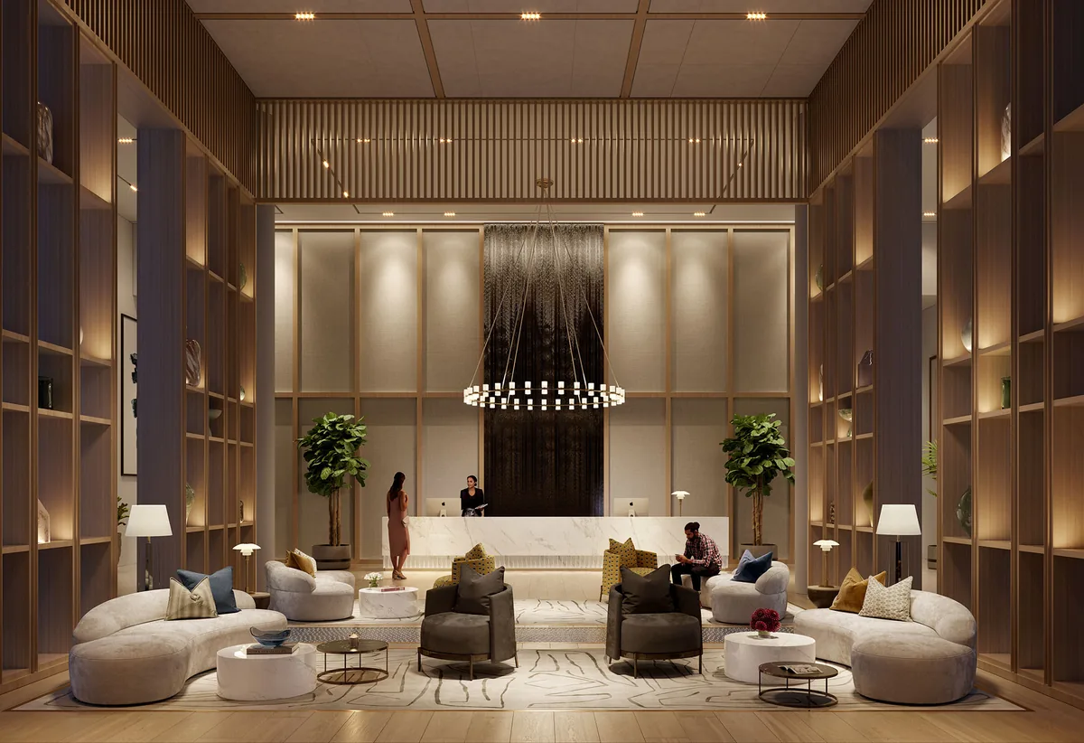 Hurlingham Waterfront · Lobby design — architectural visualisation