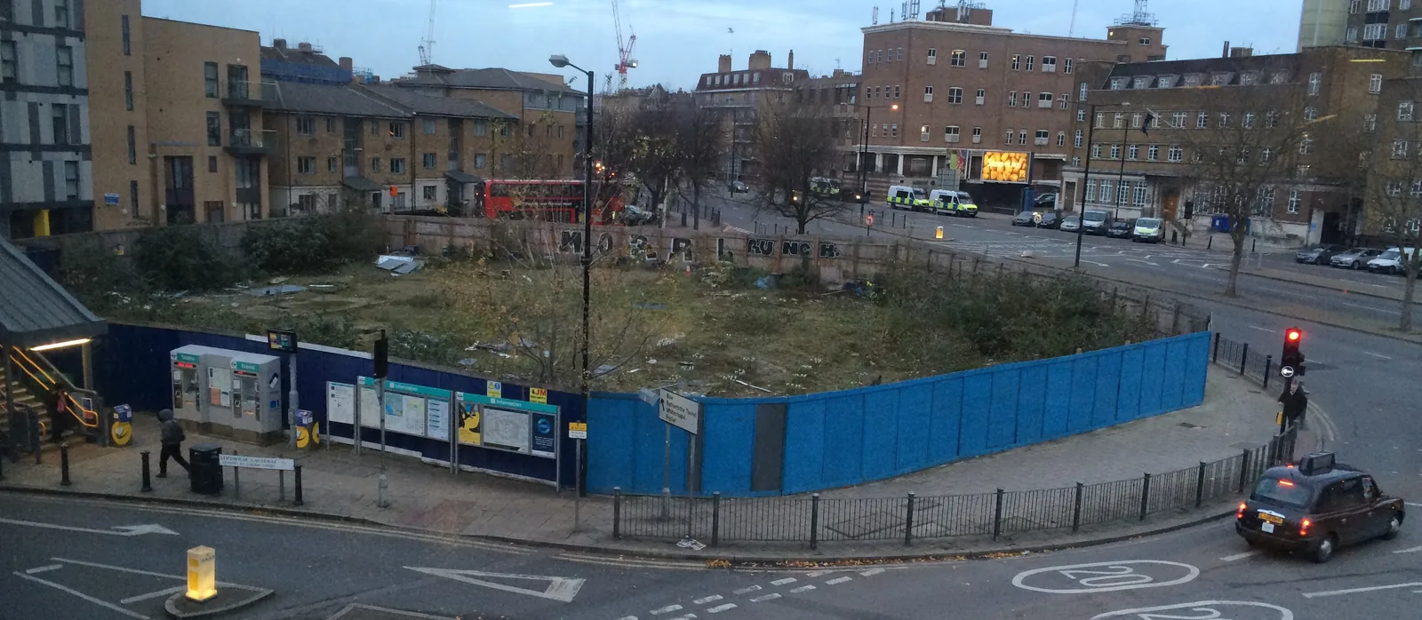 The undeveloped Vetro site beside Westferry DLR in 2015, before construction began